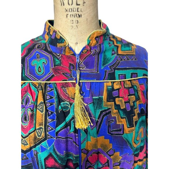 1980s/90s caftan kaftan dress with gold metallic details by Saybury Size L - Picture 4 of 5